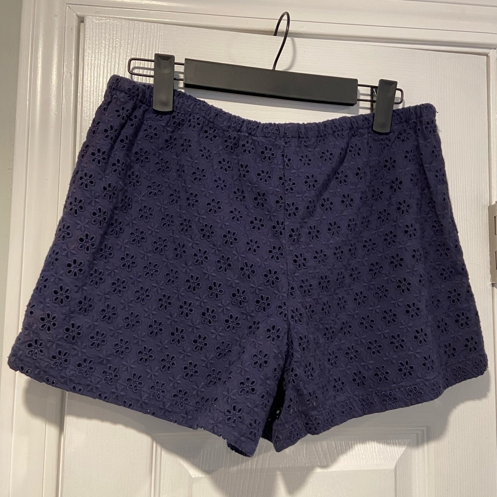 NWT Polo Ralph Lauren Girls Size 16 Navy Blue Lined Cotton Eyelet Lull On Shorts